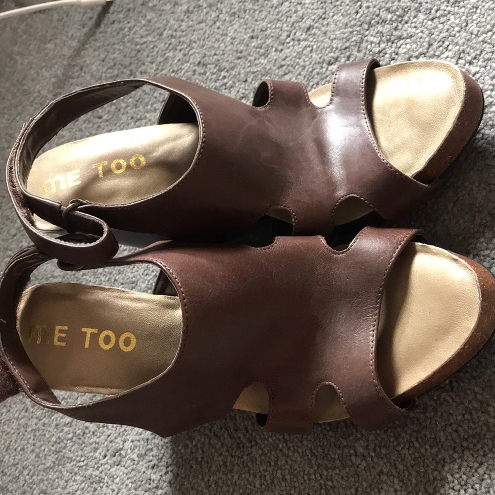 Used once brown platforms Me Too size 8
